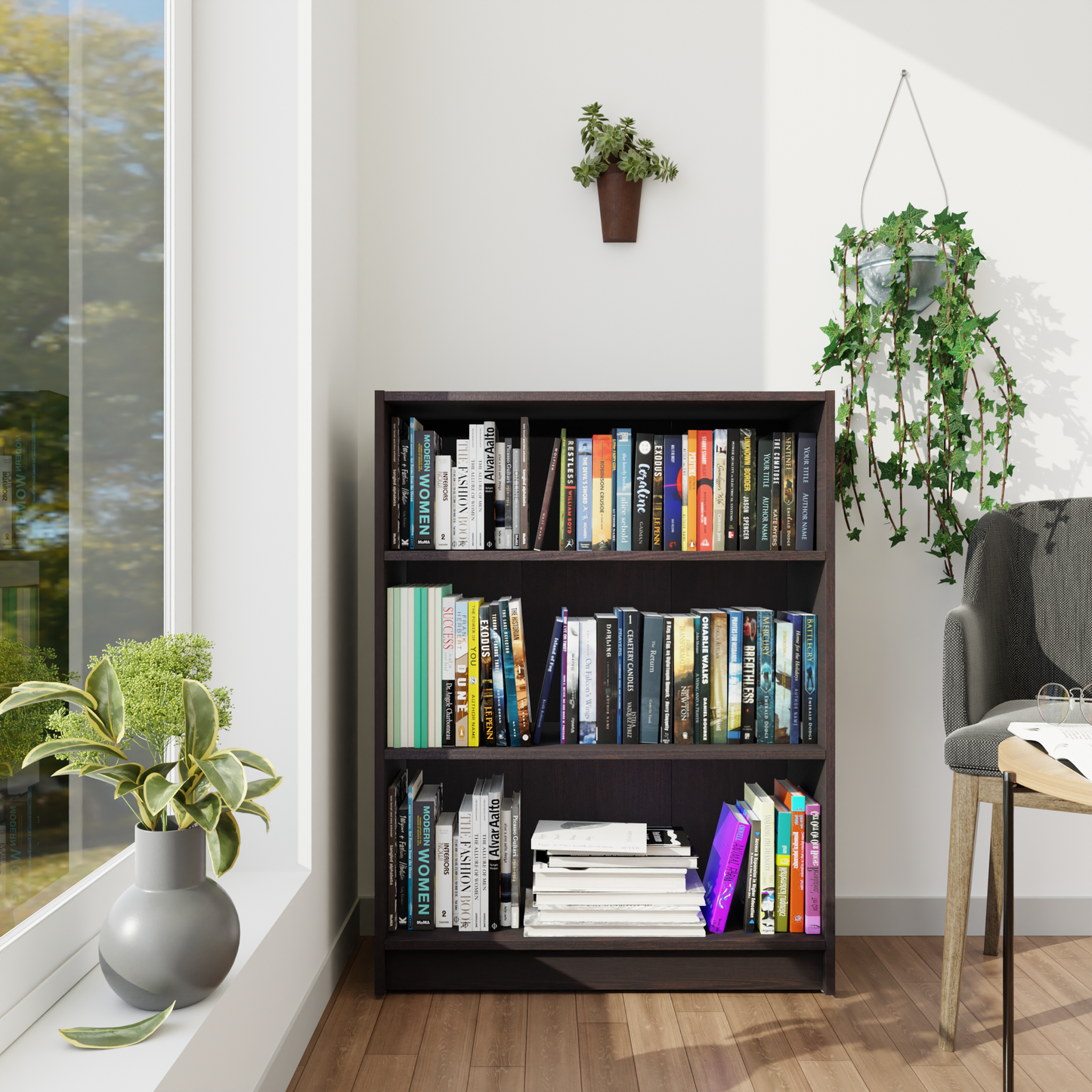 VIKI | BODHI | Bookrack / Bookshelves, Frosty White, Dark Wenge, Brussel Walnut  VIKI FURNITURE Dark Wenge  