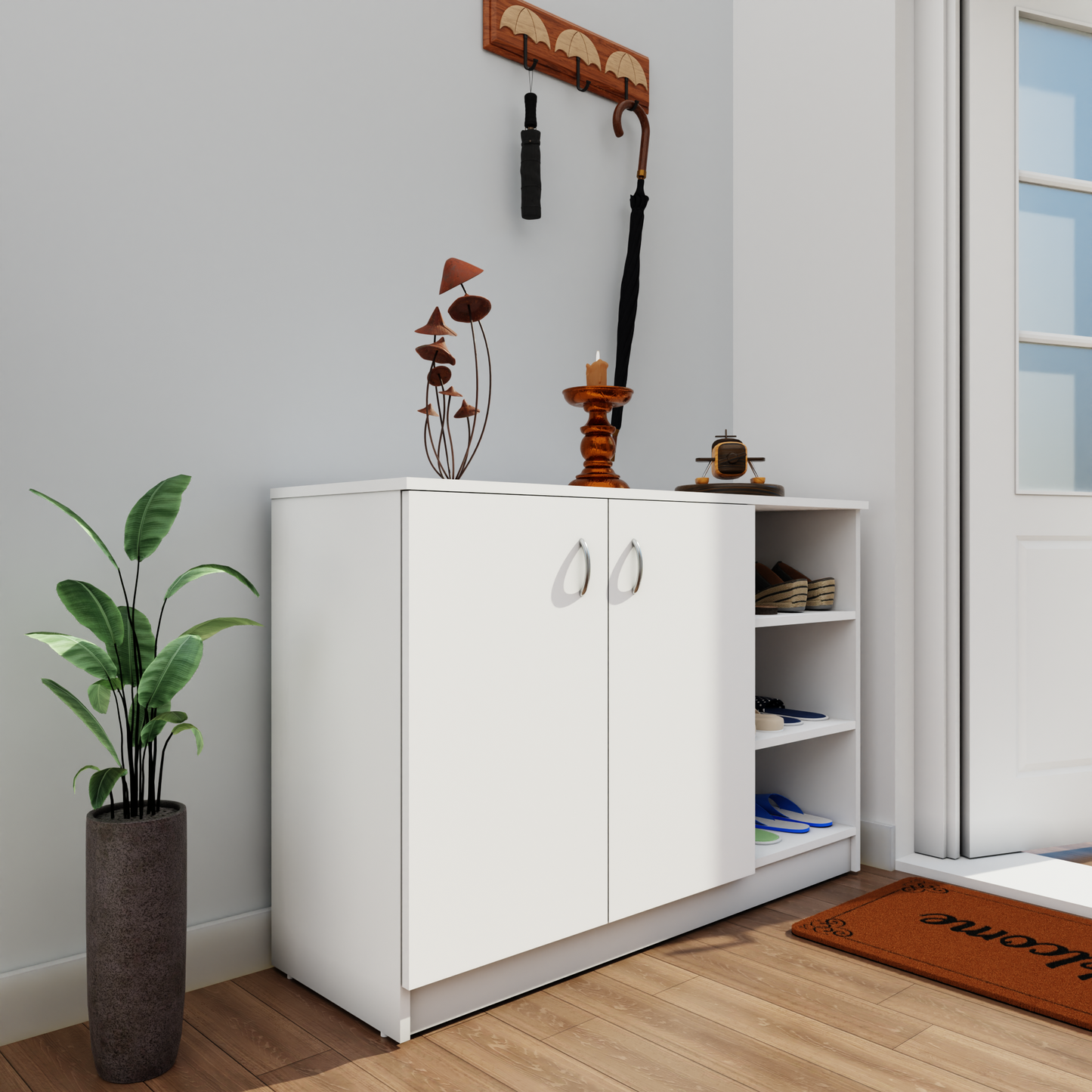 KAYA | Two Door and One Open Shoe Rack VIKI FURNITURE