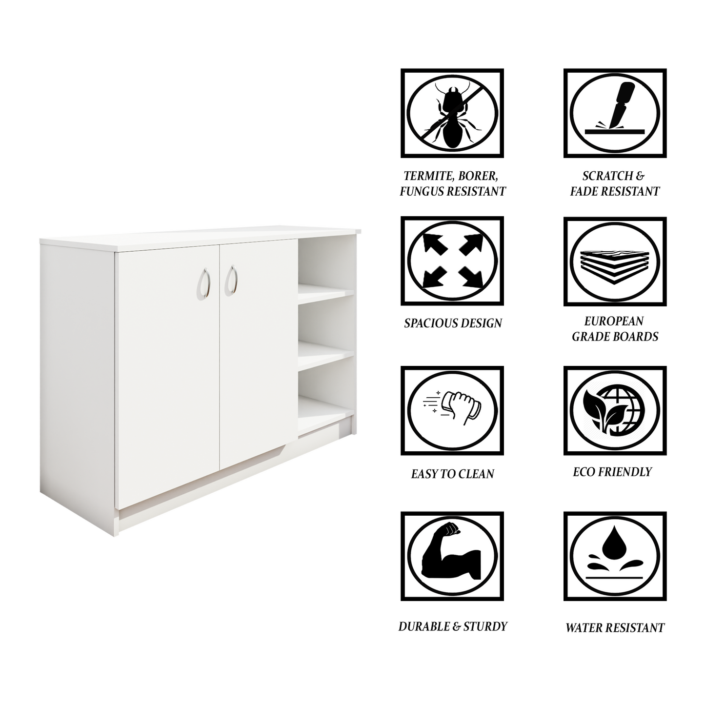 KAYA | Two Door and One Open Shoe Rack VIKI FURNITURE