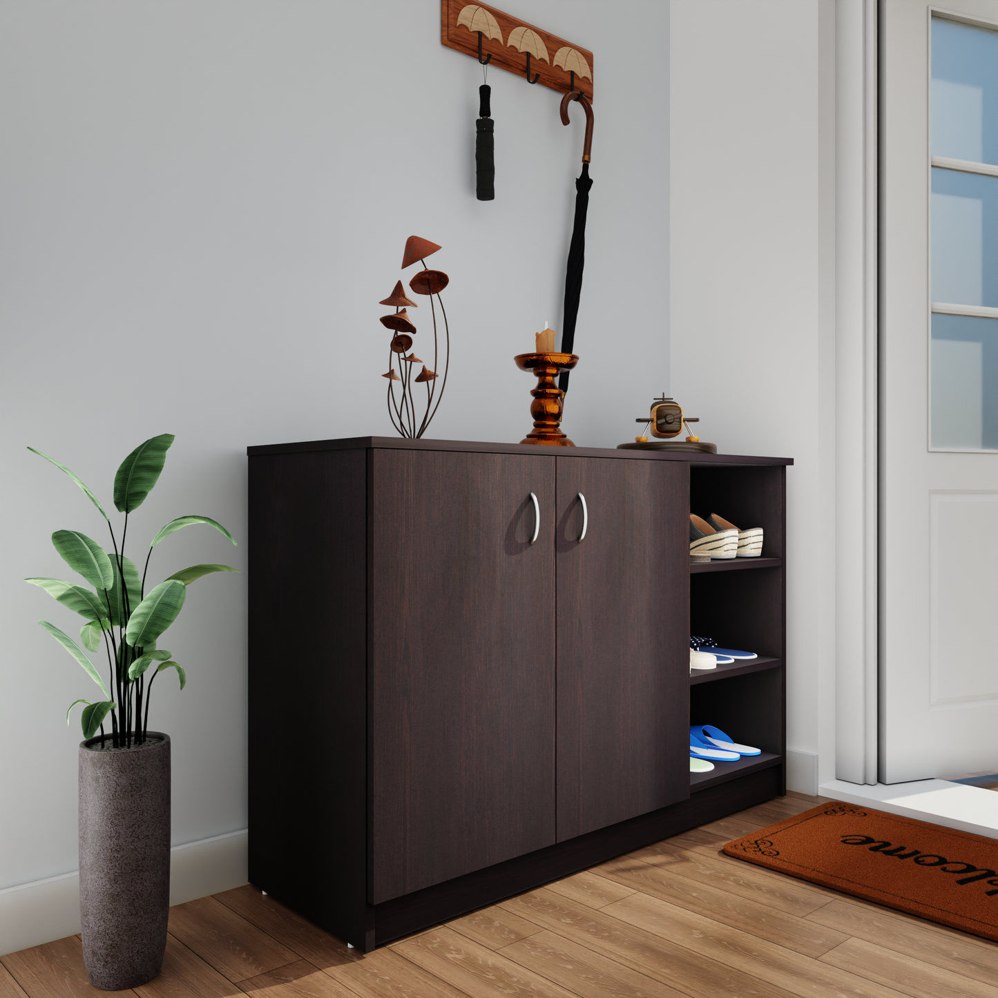 KAYA | Two Door and One Open Shoe Rack VIKI FURNITURE