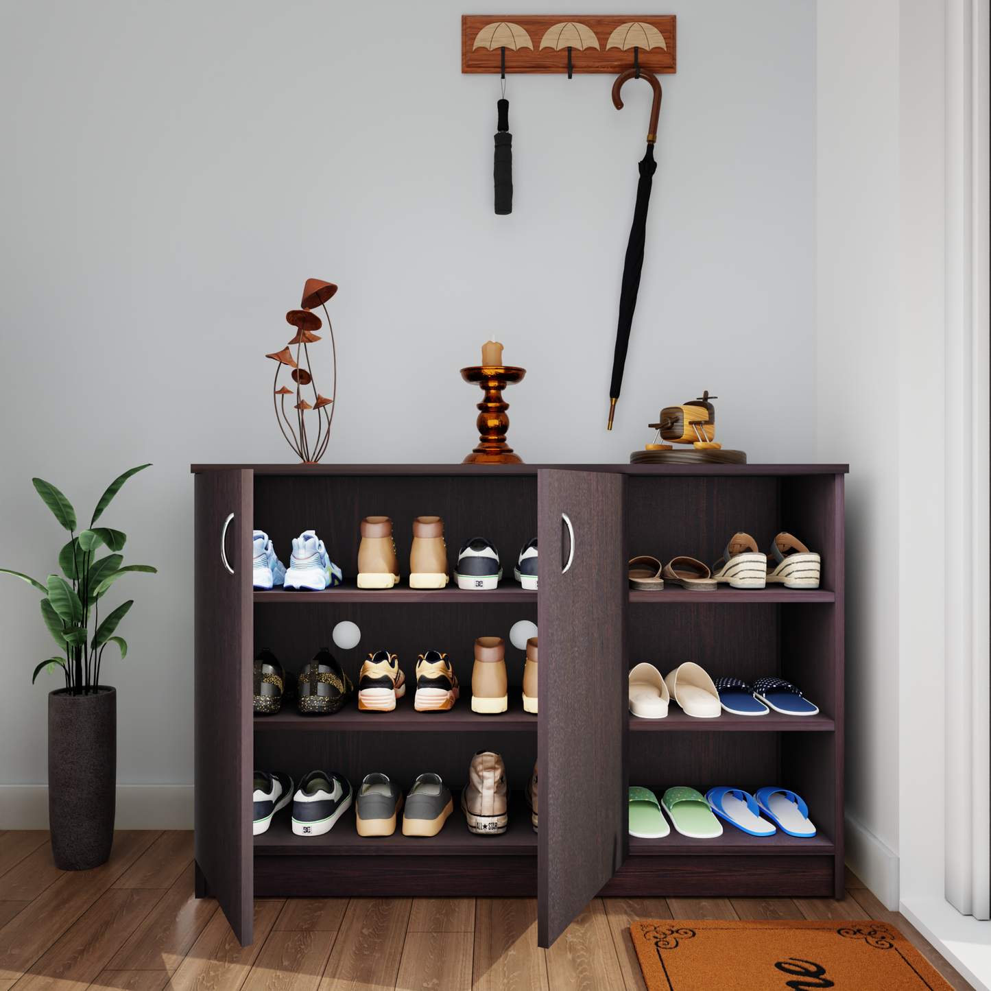 KAYA | Two Door and One Open Shoe Rack VIKI FURNITURE