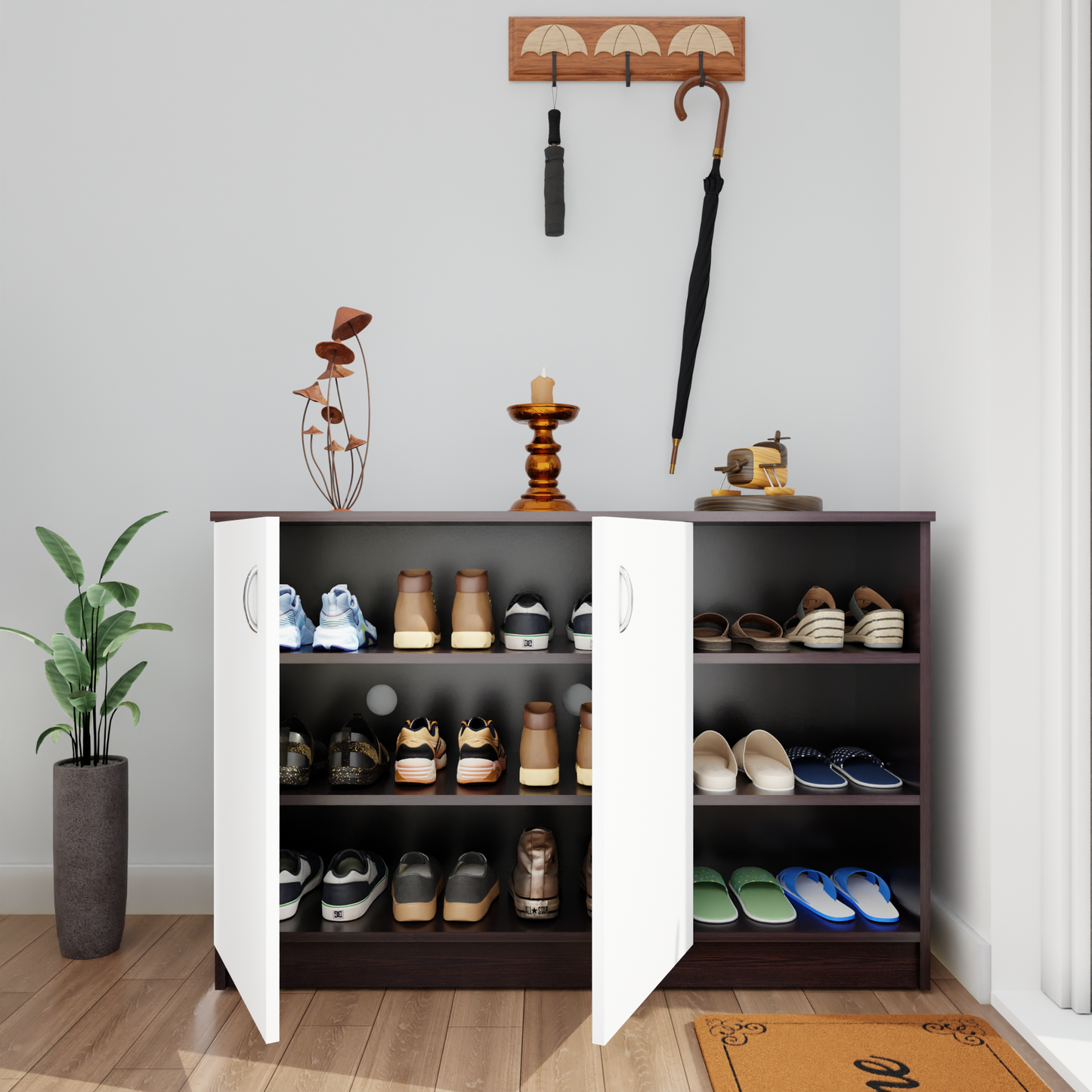 KAYA | Two Door and One Open Shoe Rack  VIKI FURNITURE   