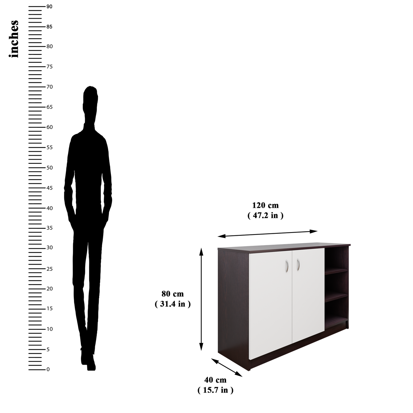 KAYA | Two Louver Door and One Open Shoe Rack  VIKI FURNITURE   