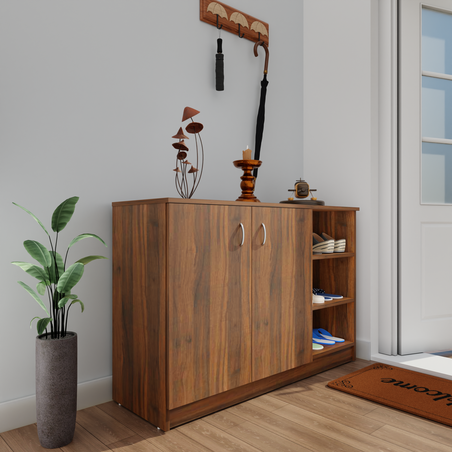 KAYA | Two Door and One Open Shoe Rack VIKI FURNITURE