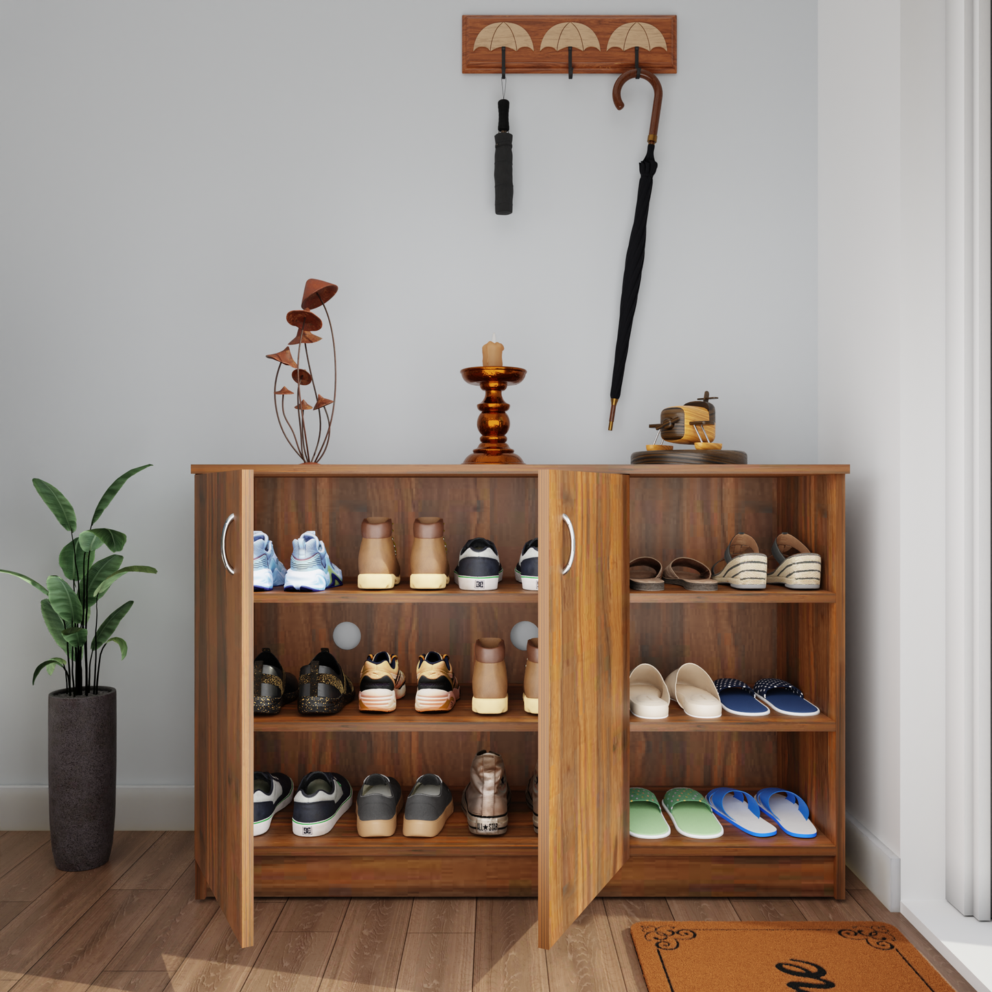KAYA | Two Door and One Open Shoe Rack VIKI FURNITURE