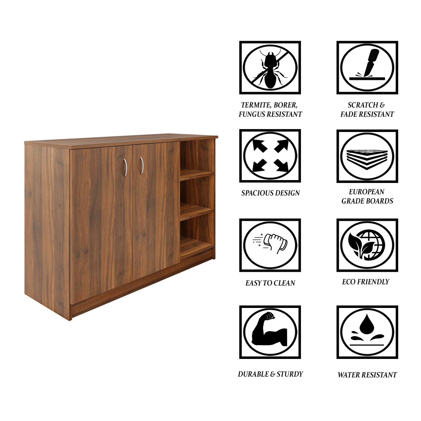 KAYA | Two Door and One Open Shoe Rack VIKI FURNITURE