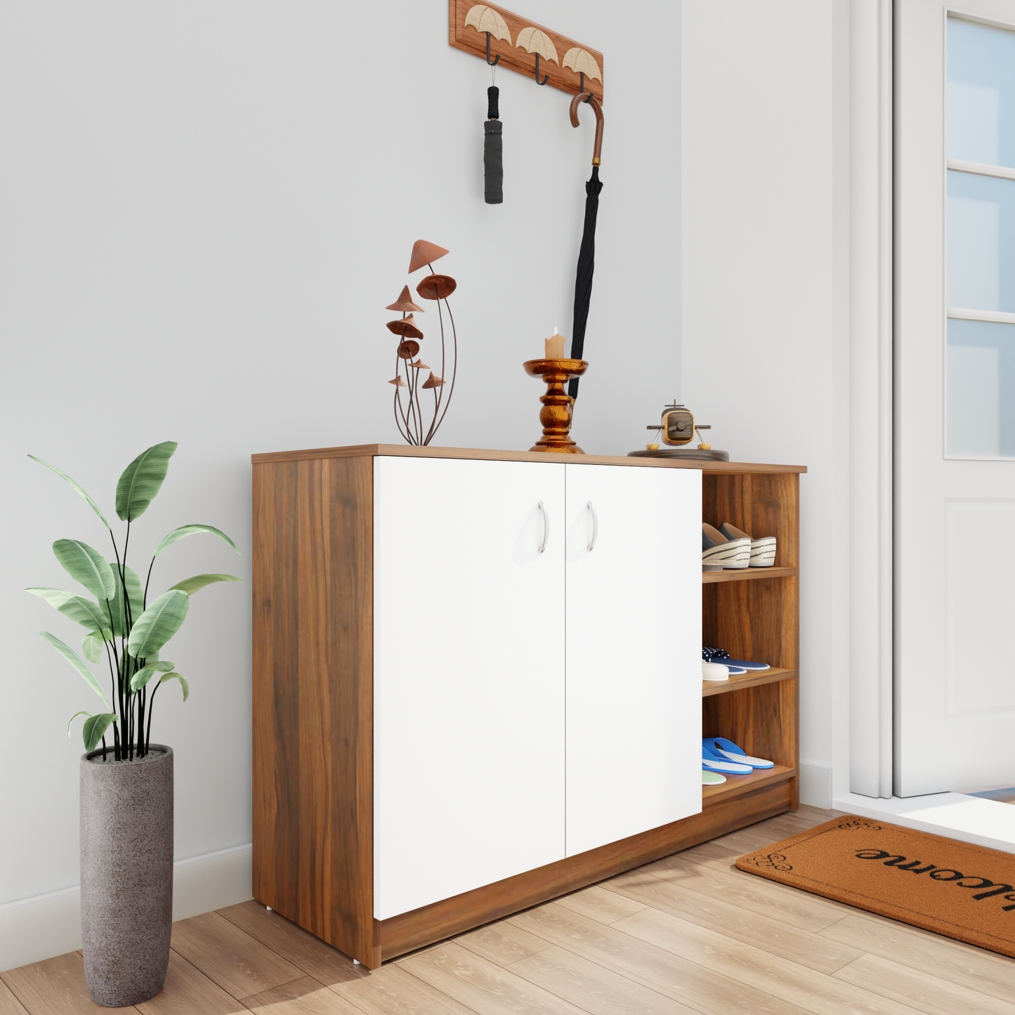 KAYA | Two Door and One Open Shoe Rack  VIKI FURNITURE   