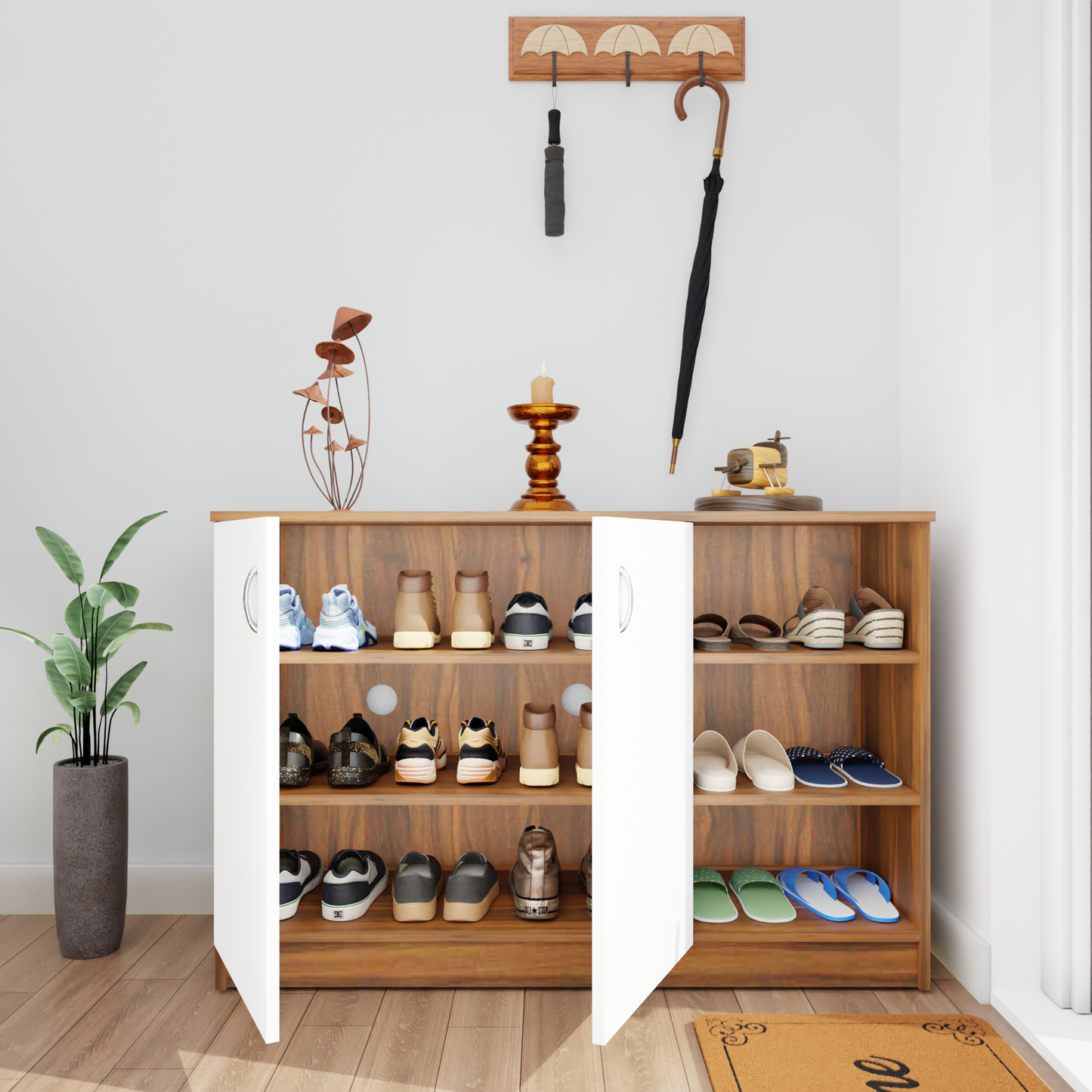 KAYA | Two Door and One Open Shoe Rack  VIKI FURNITURE   