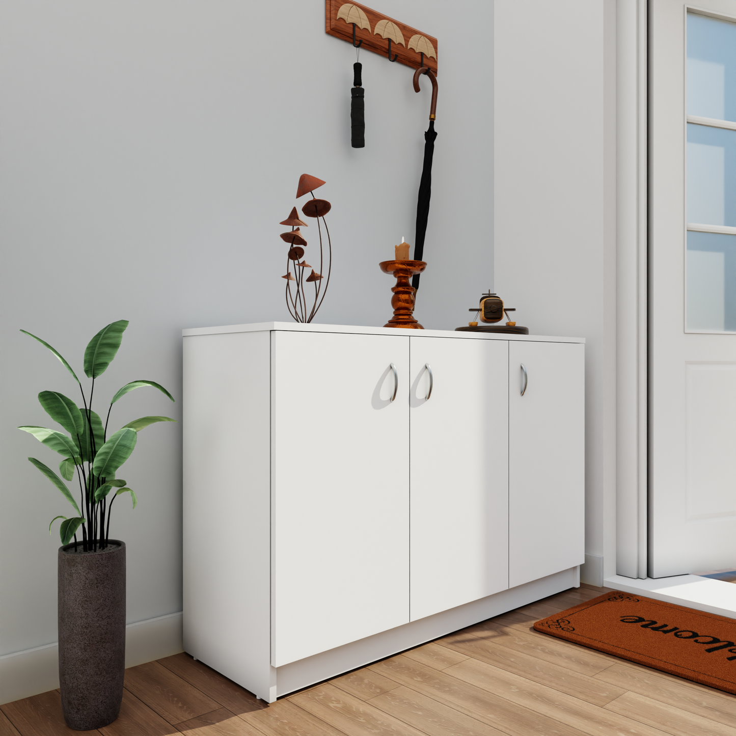 Shoe Rack with Doors and Open shelves, Shoe Storage ,Shoe Cabinet for Hallway, Shoe Storage, Organizer Unit for Entryway