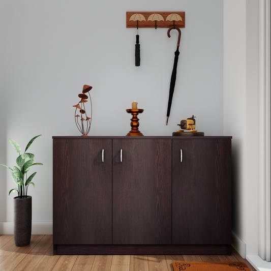KAYA | Three Door Shoe Rack VIKI FURNITURE Dark Wenge