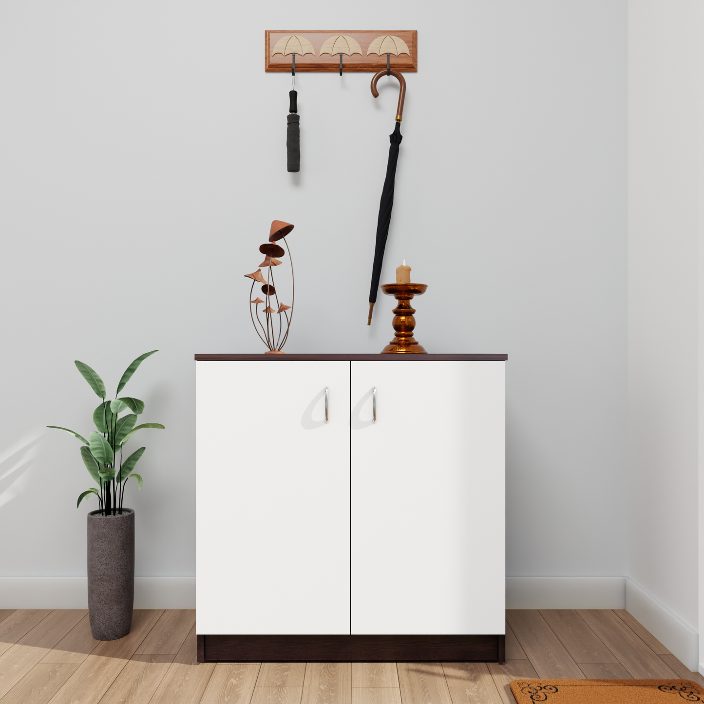 KAYA | Two Door Shoe Rack VIKI FURNITURE Dark Wenge & Frosty White