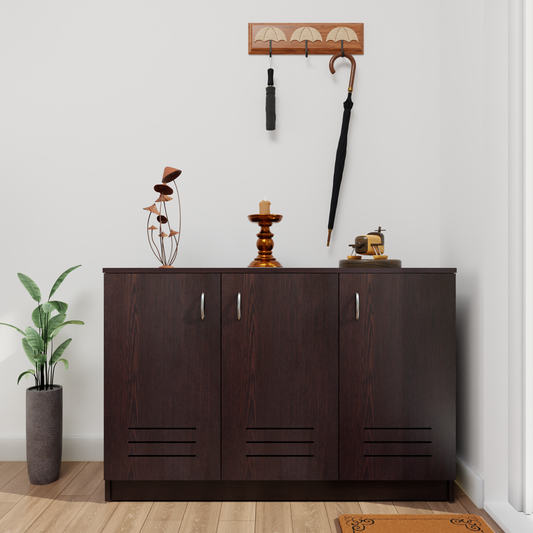 KAYA | Three Louver Door Shoe Rack VIKI FURNITURE Dark Wenge