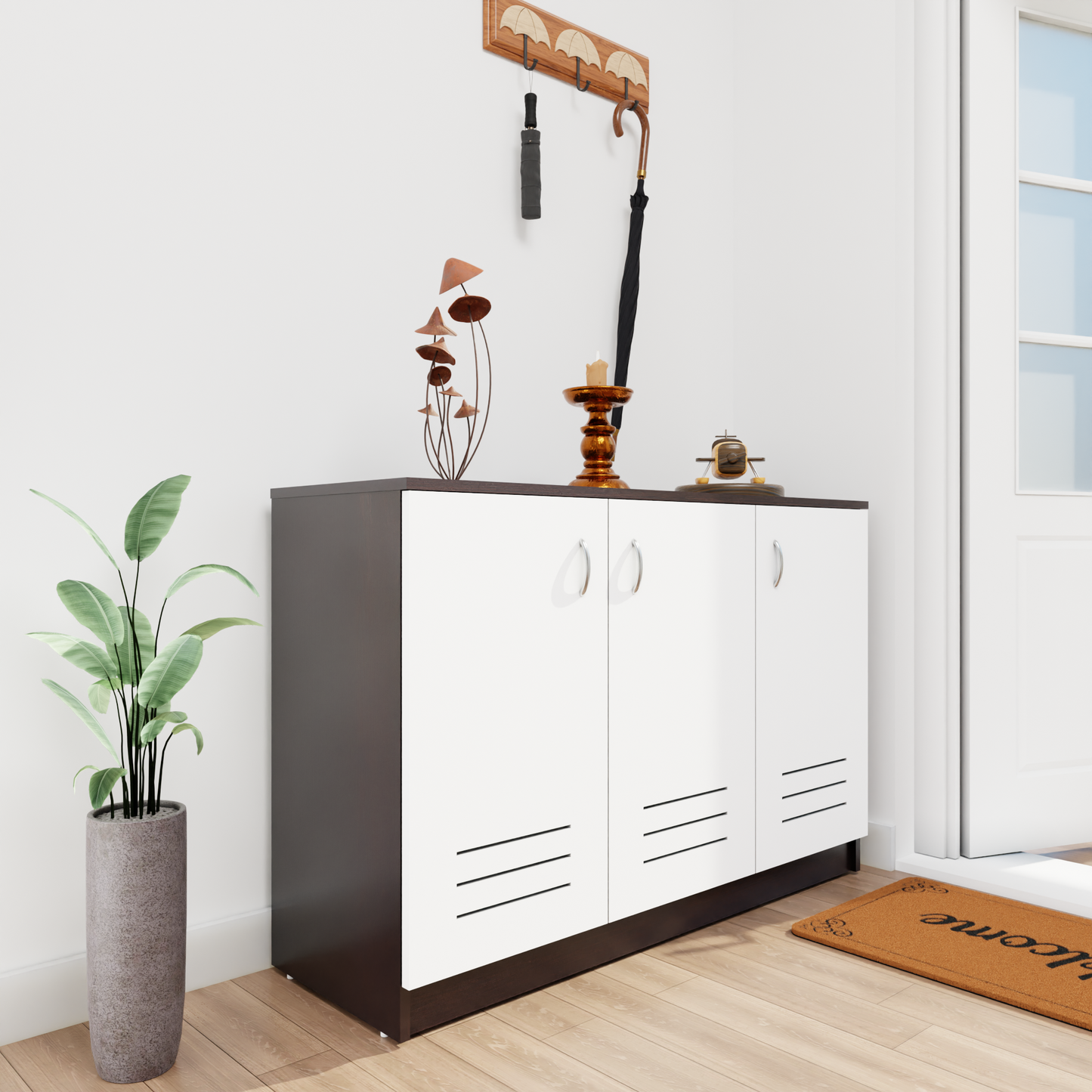 KAYA | Three Louver Door Shoe Rack VIKI FURNITURE