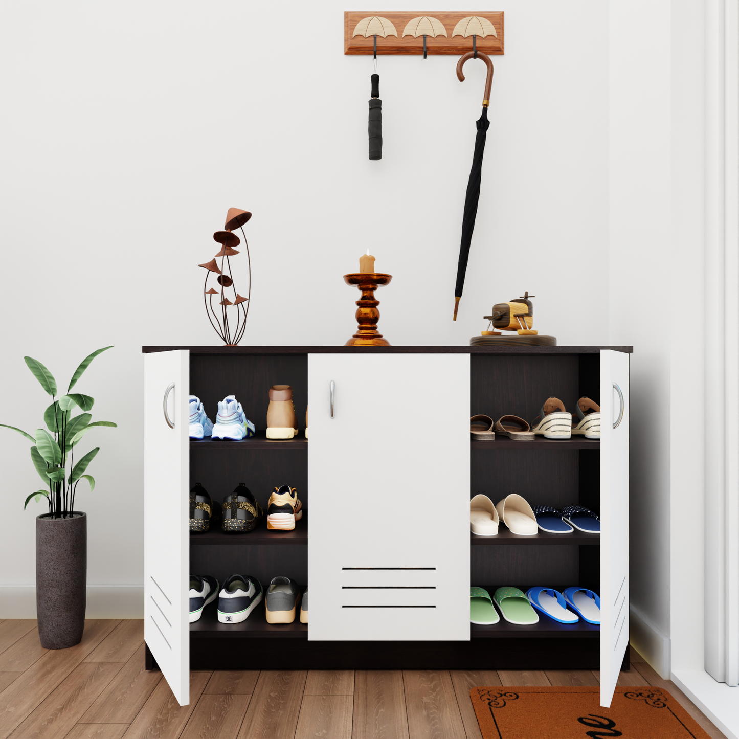 KAYA | Three Louver Door Shoe Rack VIKI FURNITURE