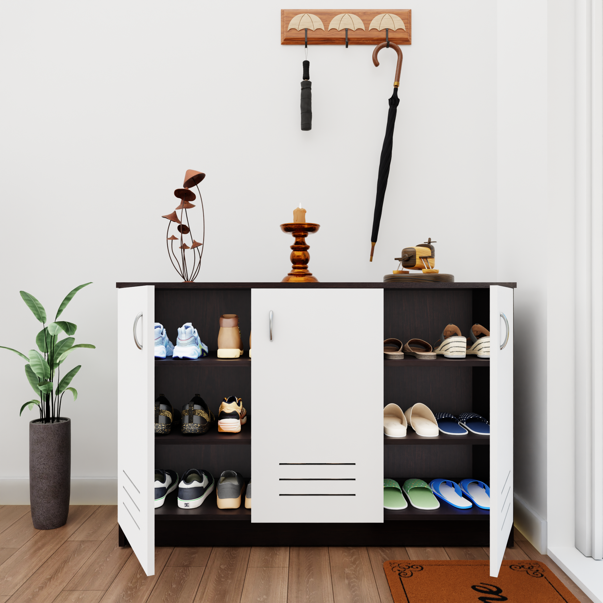 KAYA | Three Louver Door Shoe Rack  VIKI FURNITURE   