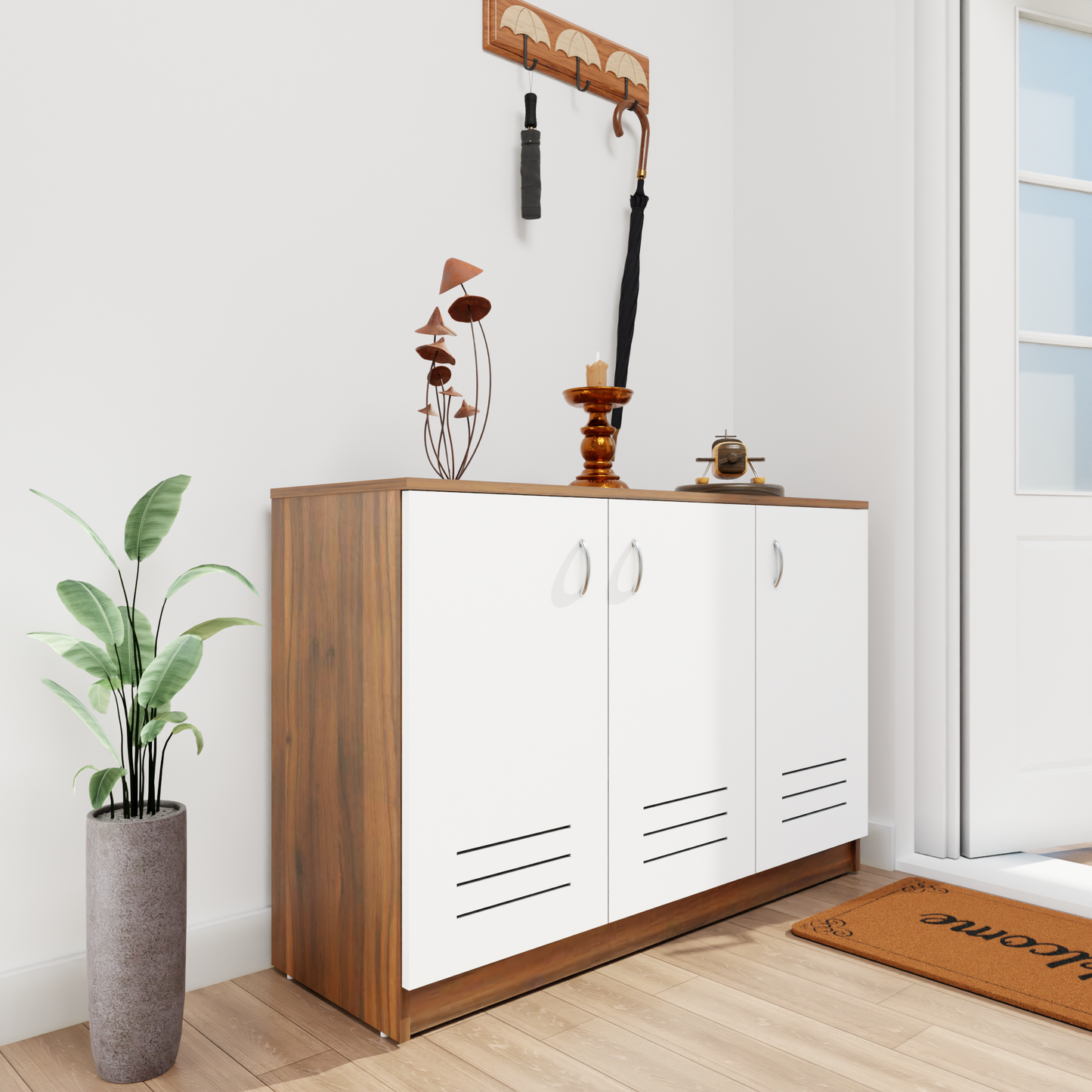 KAYA | Three Louver Door Shoe Rack VIKI FURNITURE