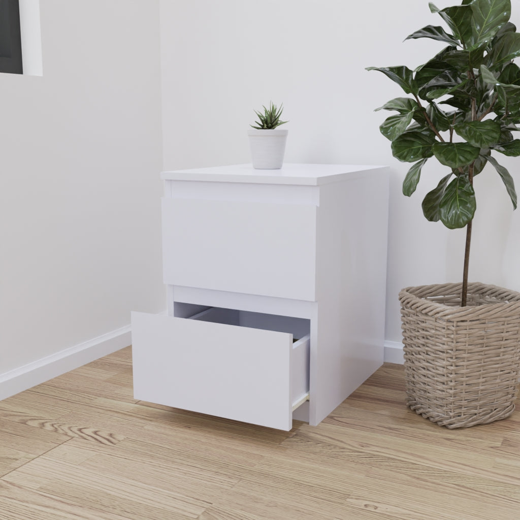 PARA | Chest of 2 Drawer, Frosty white, Dark Wenge and Brussel Walnut | Suede Finish Drawer Units VIKI FURNITURE Frosty White