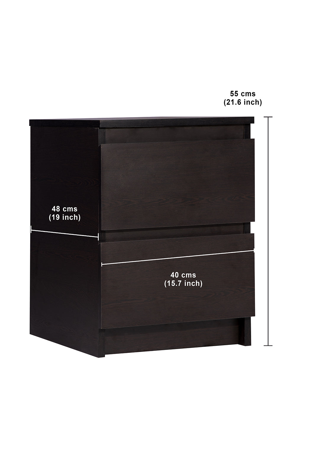 PARA | Chest of 2 Drawer, Frosty white, Dark Wenge and Brussel Walnut | Suede Finish Drawer Units VIKI FURNITURE