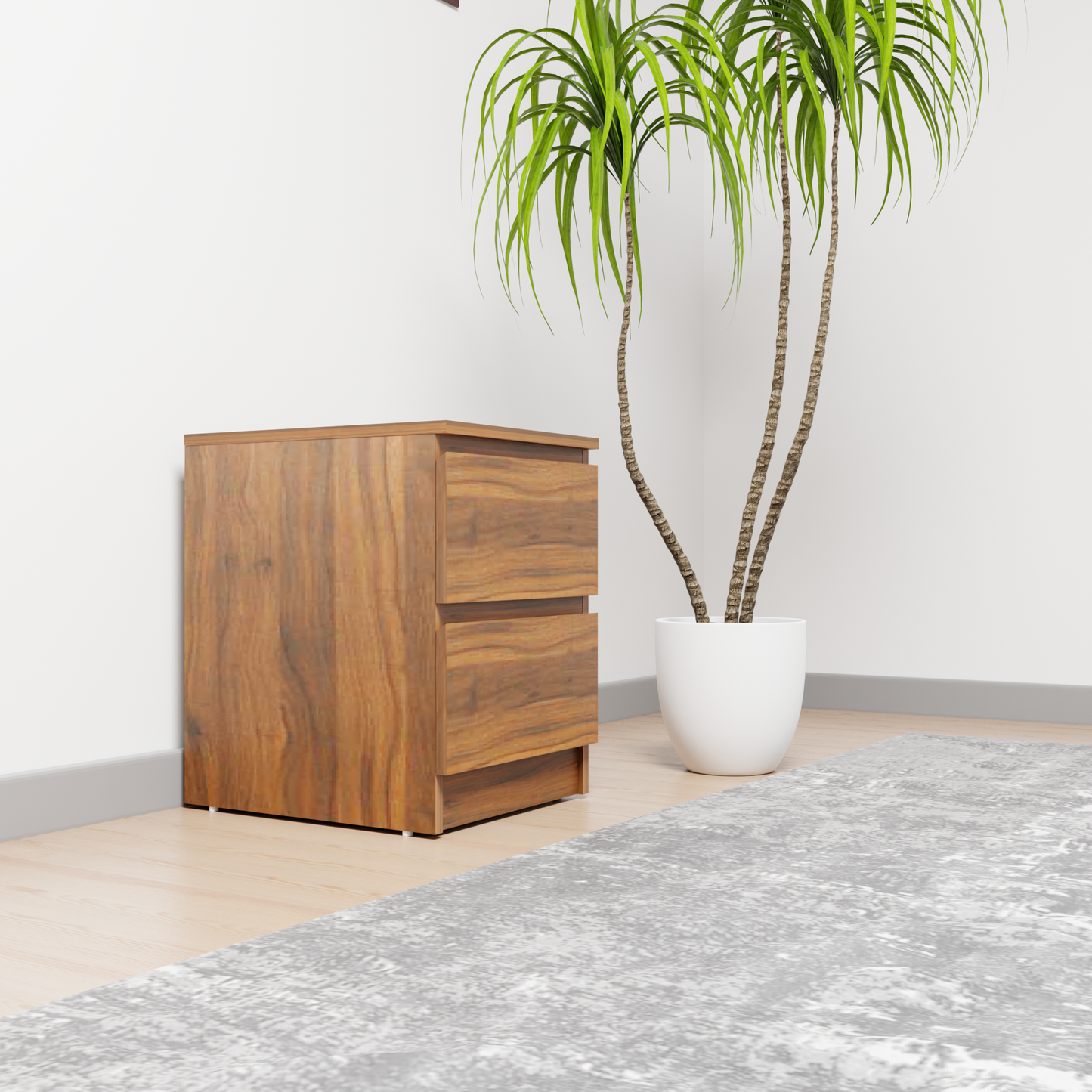 PARA | Chest of 2 Drawer, Frosty white, Dark Wenge and Brussel Walnut | Suede Finish Drawer Units VIKI FURNITURE