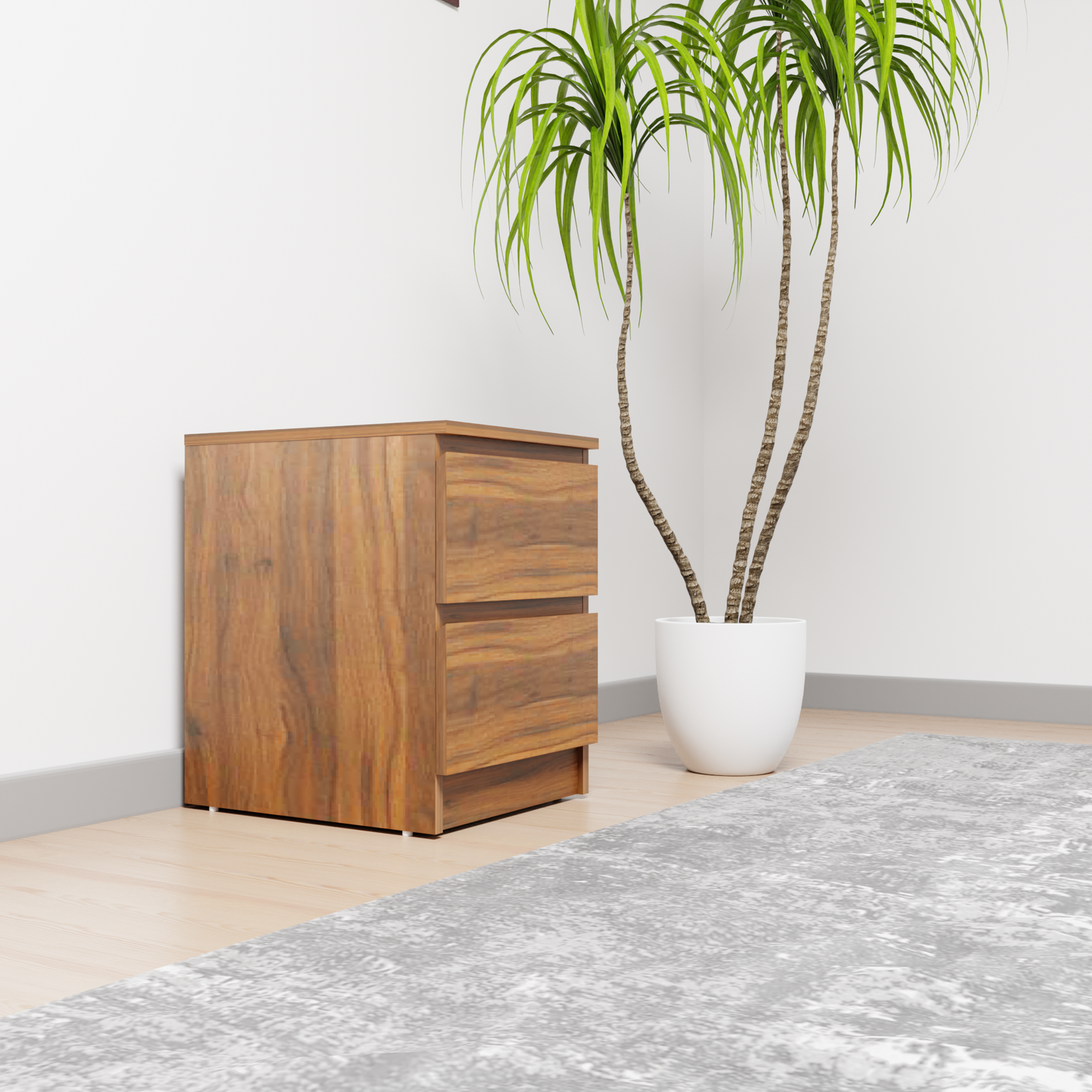 PARA | Chest of 2 Drawer, Frosty white, Dark Wenge and Brussel Walnut | Suede Finish Drawer Units VIKI FURNITURE   