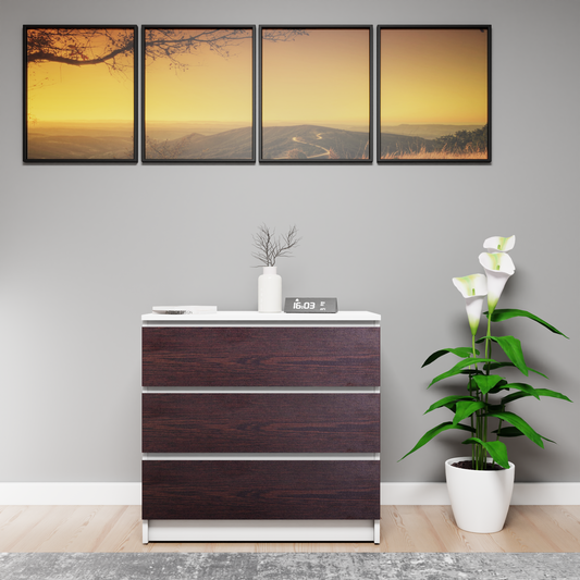 PARA | Chest of 3 Drawer, Frosty white, Dark Wenge | Suede Finish Drawer Units VIKI FURNITURE