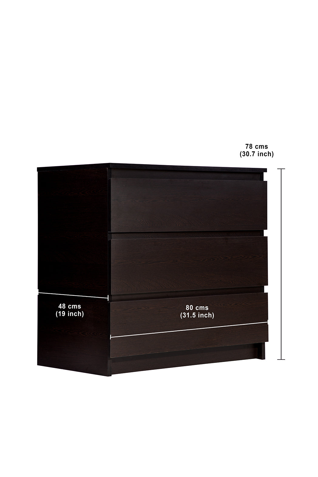 PARA | Chest of 3 Drawer, Frosty white, Dark Wenge and Brussel Walnut | Suede Finish Drawer Units VIKI FURNITURE