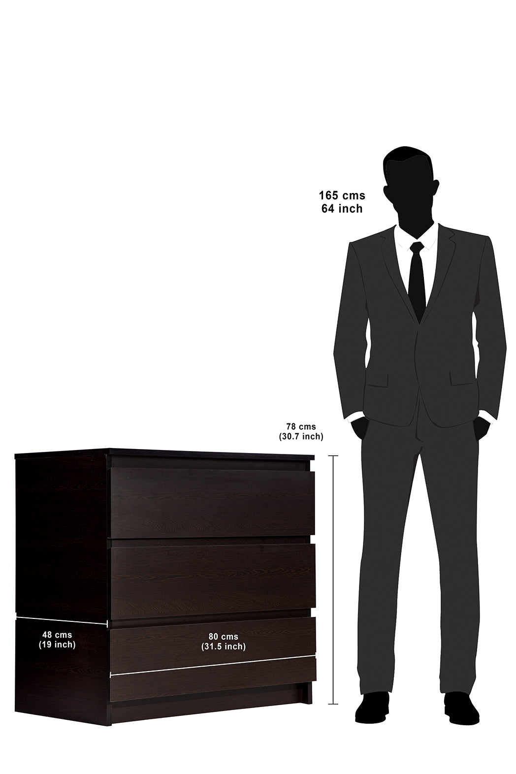 PARA | Chest of 3 Drawer, Frosty white, Dark Wenge and Brussel Walnut | Suede Finish Drawer Units VIKI FURNITURE