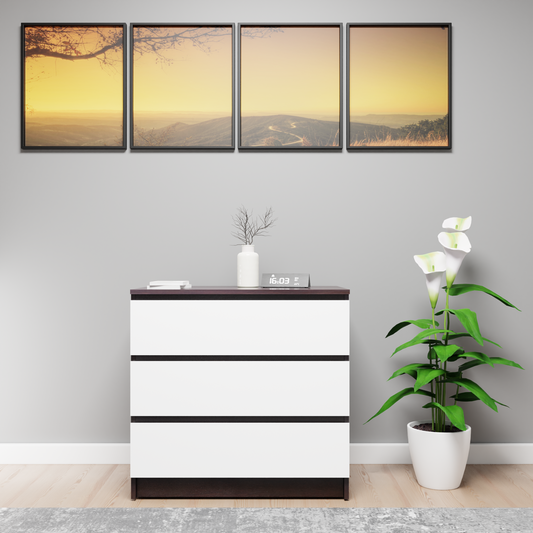 PARA | Chest of 3 Drawer, Dark Wenge, Frosty White | Suede Finish Drawer Units VIKI FURNITURE