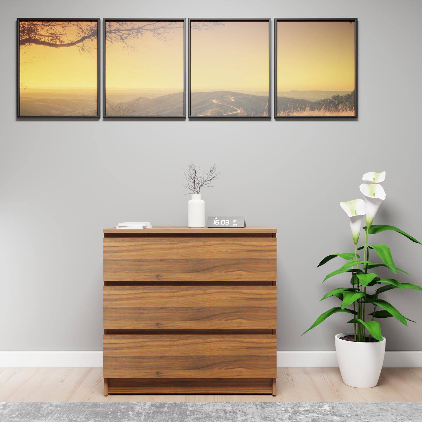 PARA | Chest of 3 Drawer, Frosty white, Dark Wenge and Brussel Walnut | Suede Finish Drawer Units VIKI FURNITURE