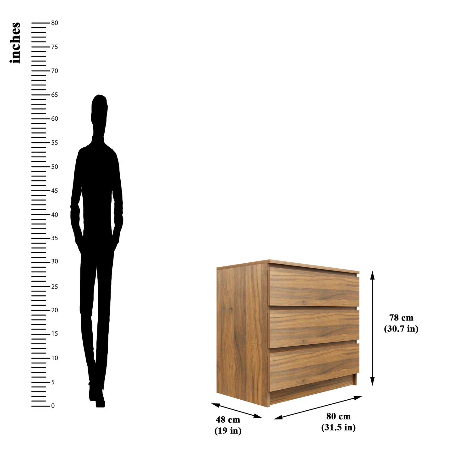 PARA | Chest of 3 Drawer, Frosty white, Dark Wenge and Brussel Walnut | Suede Finish Drawer Units VIKI FURNITURE