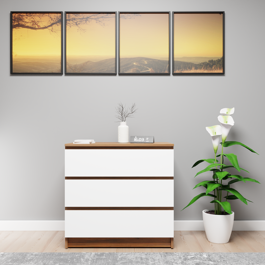 PARA | Chest of 3 Drawer, Brussel Walnut, Frosty white | Suede Finish Drawer Units VIKI FURNITURE