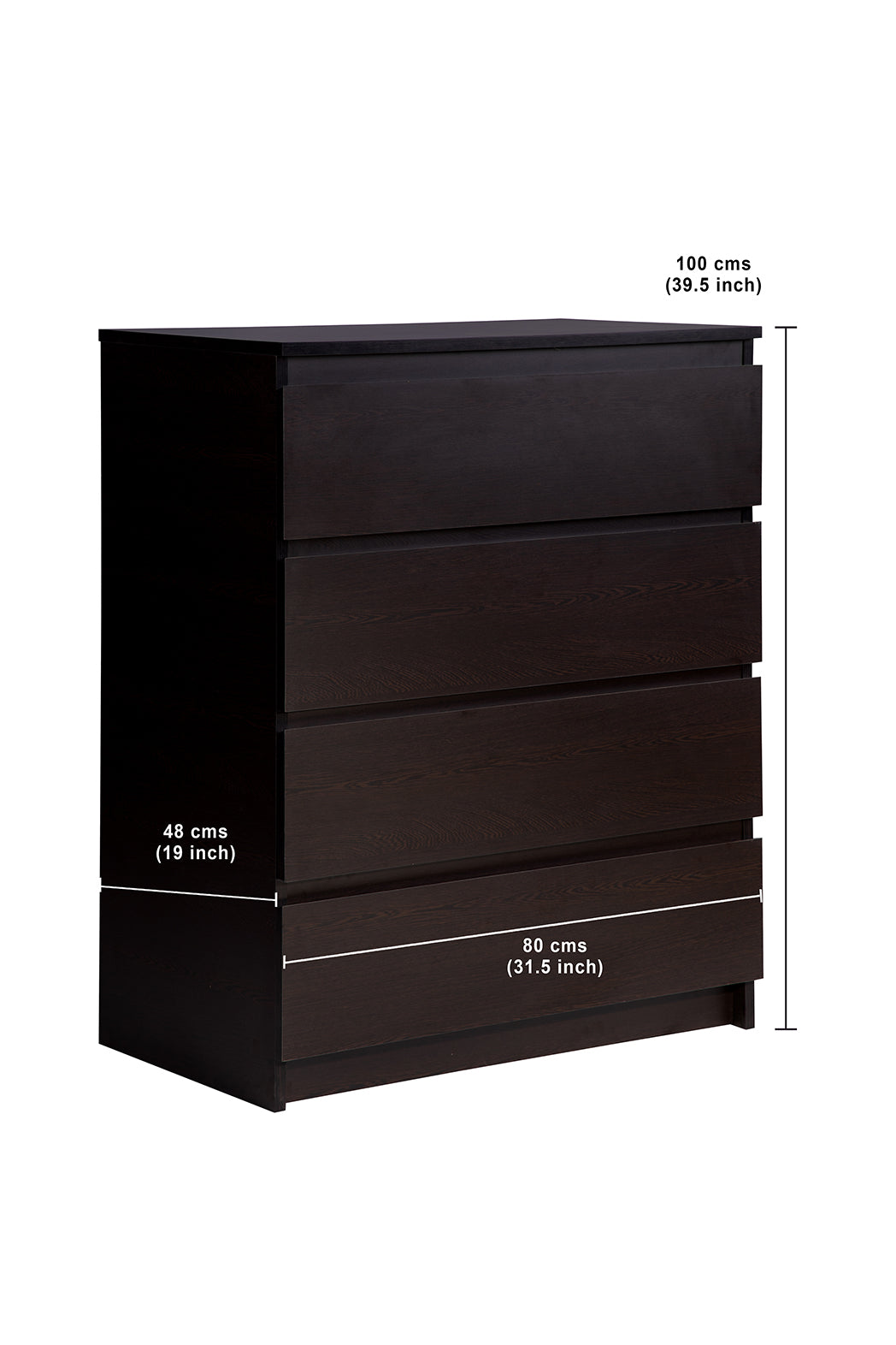 PARA | Chest of 4 Drawer, Frosty white, Dark Wenge and Brussel Walnut | Suede Finish Drawer Units VIKI FURNITURE
