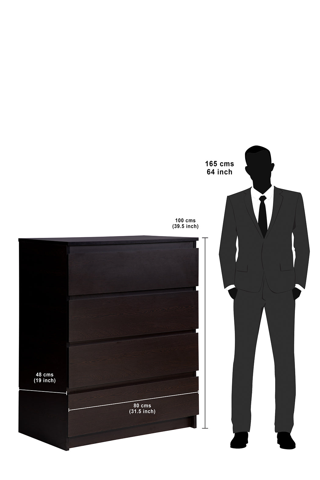 PARA | Chest of 4 Drawer, Frosty white, Dark Wenge and Brussel Walnut | Suede Finish Drawer Units VIKI FURNITURE