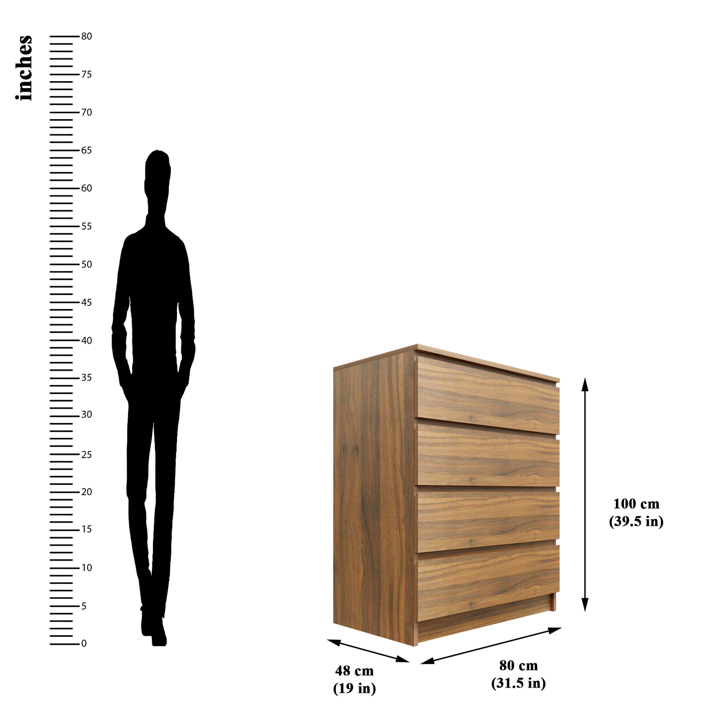 PARA | Chest of 4 Drawer, Frosty white, Dark Wenge and Brussel Walnut | Suede Finish Drawer Units VIKI FURNITURE   