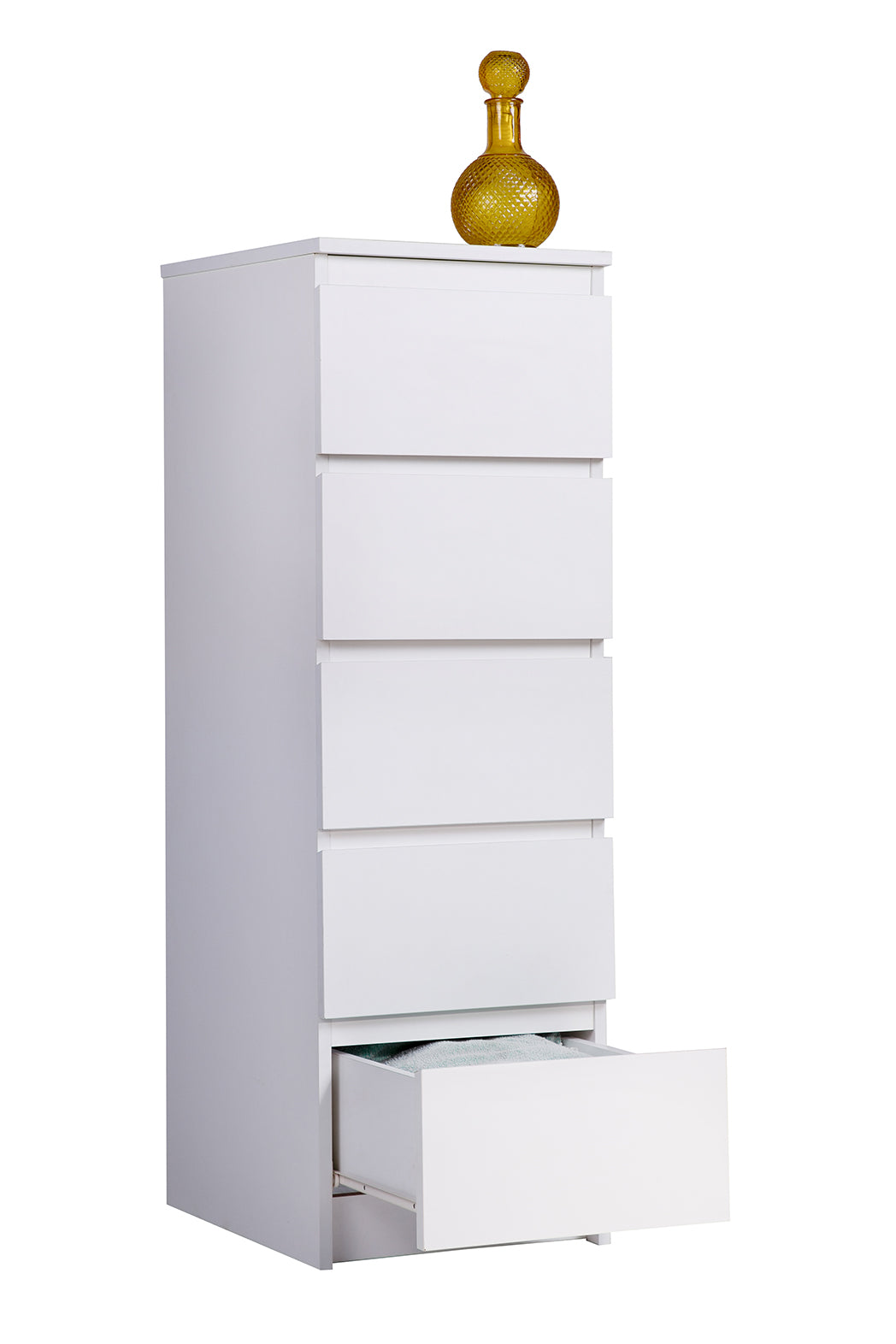 PARA | Chest of 5 Drawer, Frosty white, Dark Wenge and Brussel Walnut | Suede Finish Drawer Units VIKI FURNITURE