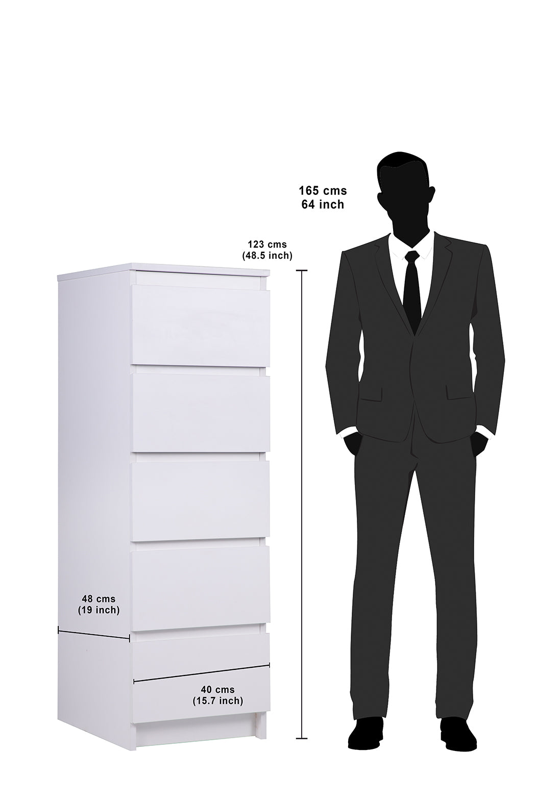 PARA | Chest of 5 Drawer, Frosty white, Dark Wenge and Brussel Walnut | Suede Finish Drawer Units VIKI FURNITURE