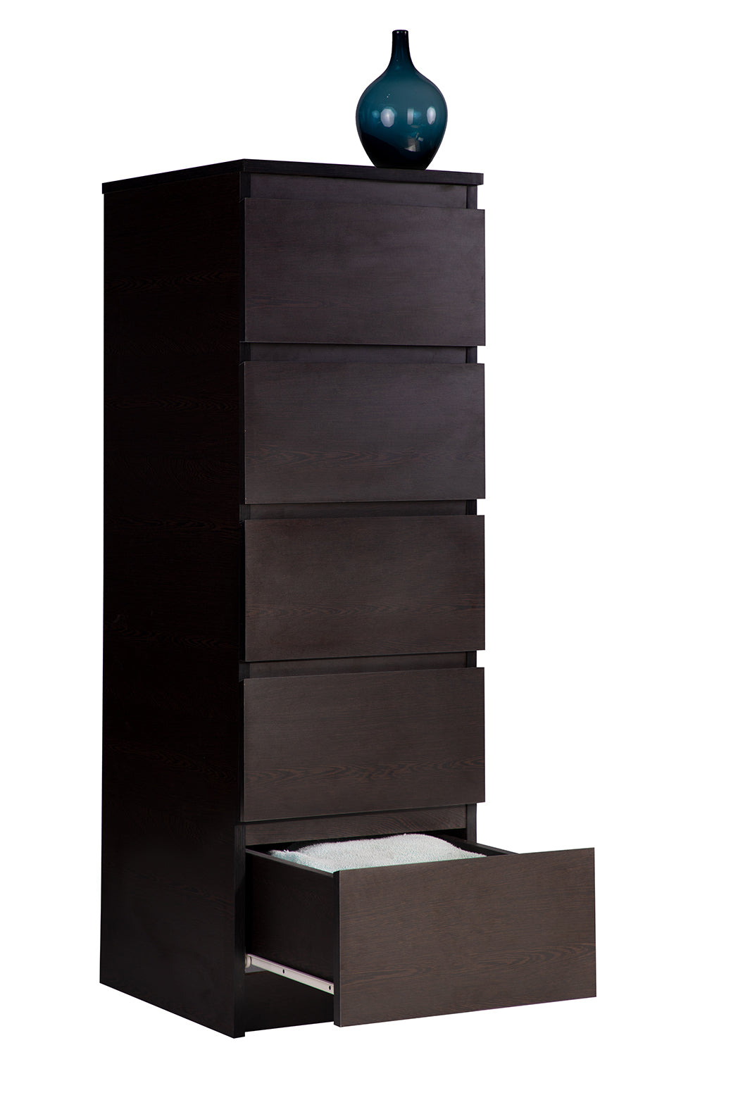 PARA | Chest of 5 Drawer, Frosty white, Dark Wenge and Brussel Walnut | Suede Finish Drawer Units VIKI FURNITURE
