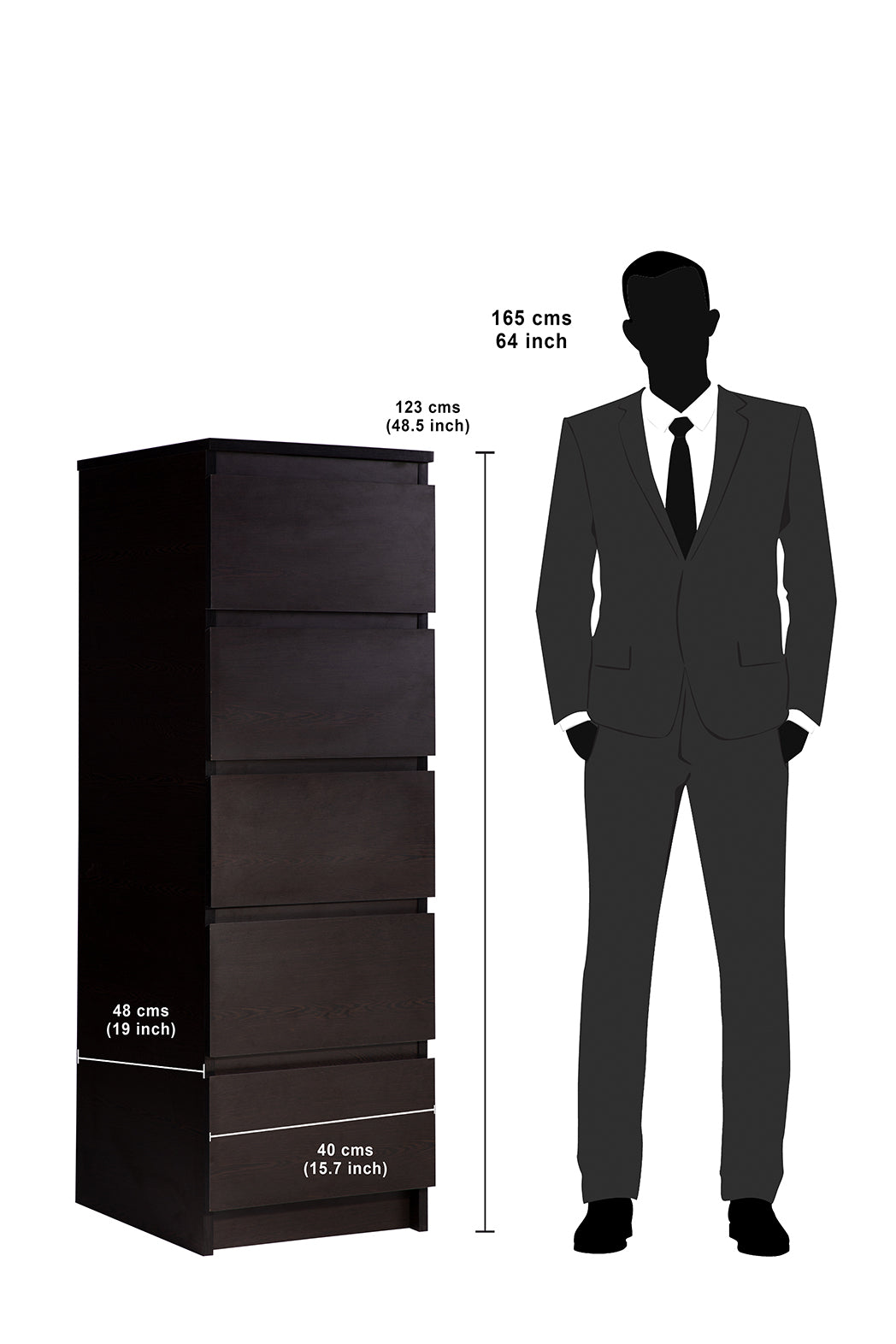 PARA | Chest of 5 Drawer, Frosty white, Dark Wenge and Brussel Walnut | Suede Finish Drawer Units VIKI FURNITURE