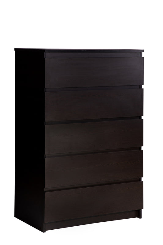 PARA | Chest of 5 Drawer, Frosty white, Dark Wenge and Brussel Walnut | Suede Finish Drawer Units VIKI FURNITURE Dark Wenge
