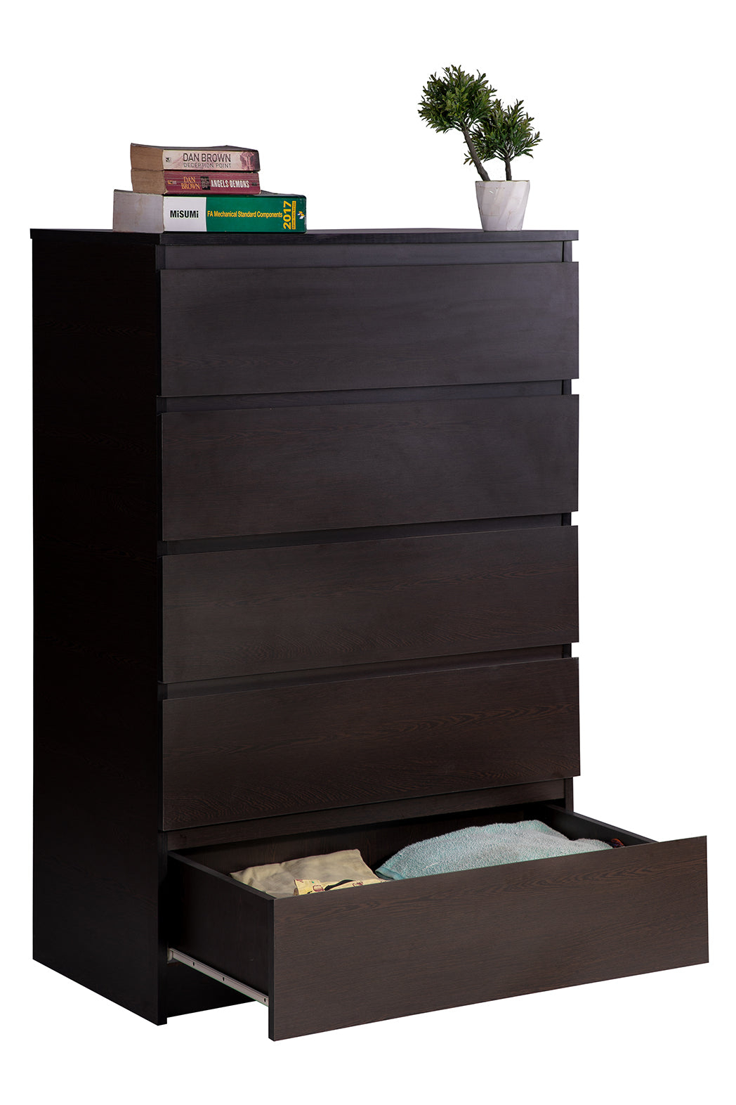 PARA | Chest of 5 Drawer, Frosty white, Dark Wenge and Brussel Walnut | Suede Finish Drawer Units VIKI FURNITURE   