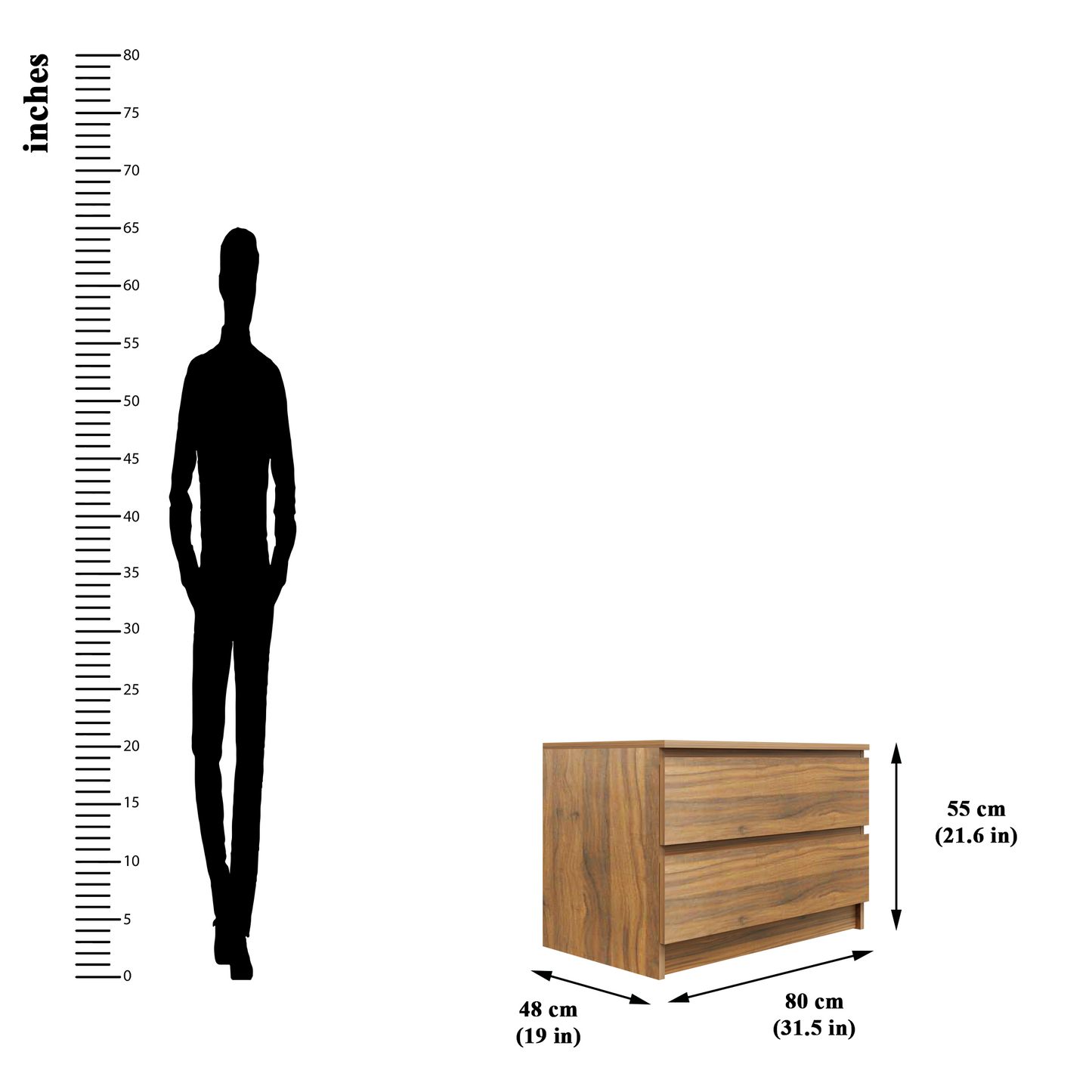 PARA | Chest of 2 Drawer, Frosty white, Dark Wenge and Brussel Walnut | Suede Finish Drawer Units VIKI FURNITURE   