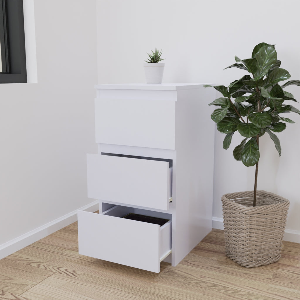 PARA | Chest of 3 Drawer, Frosty white, Dark Wenge and Brussel Walnut | Suede Finish Drawer Units VIKI FURNITURE
