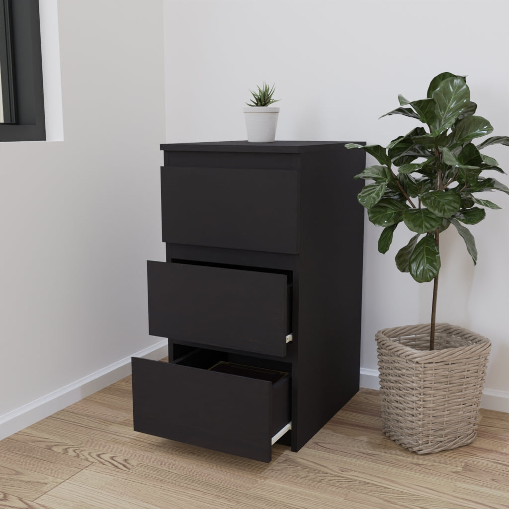 PARA | Chest of 3 Drawer, Frosty white, Dark Wenge and Brussel Walnut | Suede Finish Drawer Units VIKI FURNITURE