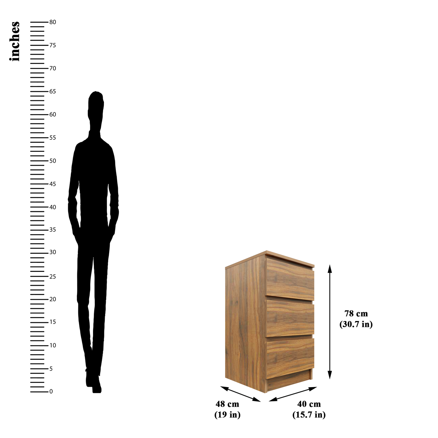 PARA | Chest of 3 Drawer, Frosty white, Dark Wenge and Brussel Walnut | Suede Finish Drawer Units VIKI FURNITURE