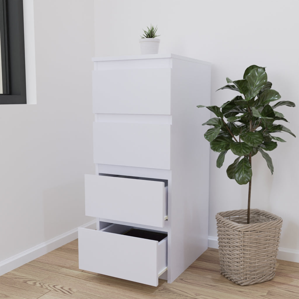 PARA | Chest of 4 Drawer, Frosty white, Dark Wenge and Brussel Walnut | Suede Finish Drawer Units VIKI FURNITURE