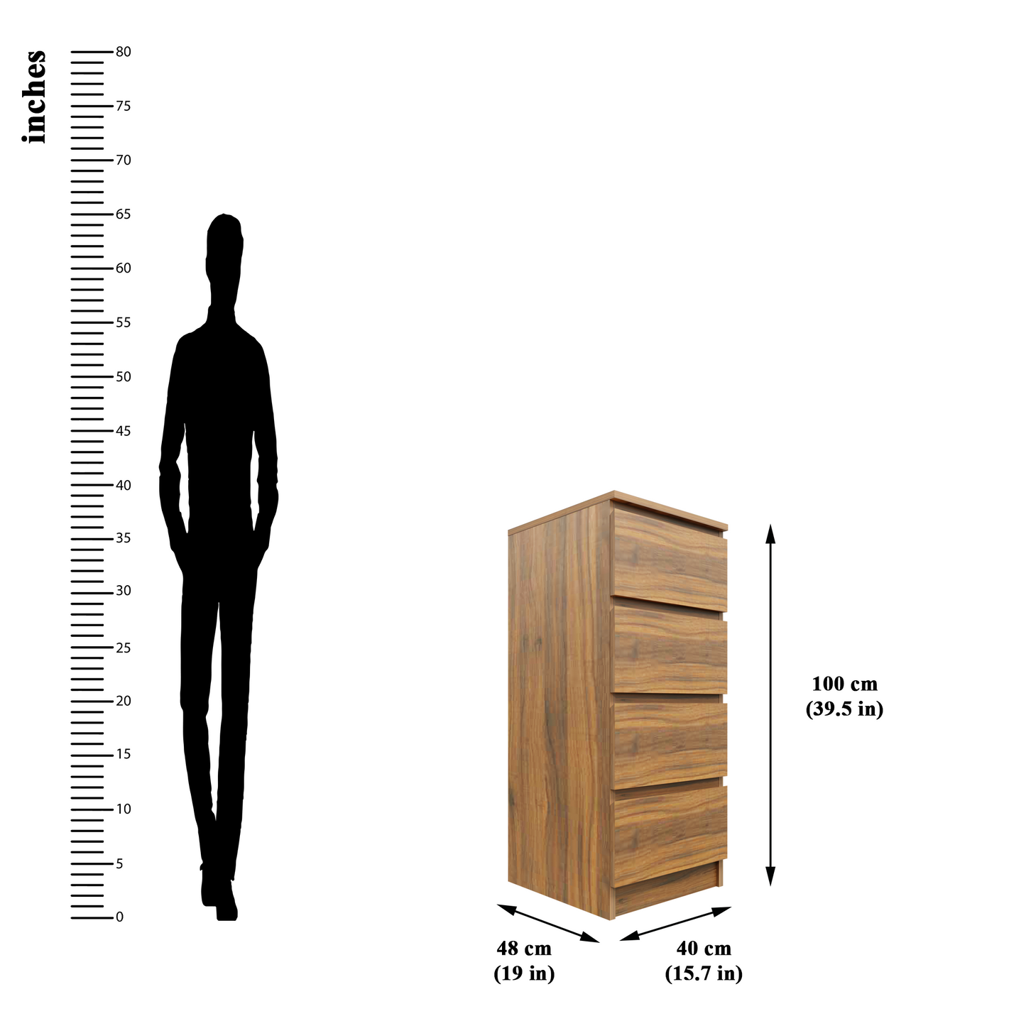 PARA | Chest of 4 Drawer, Frosty white, Dark Wenge and Brussel Walnut | Suede Finish Drawer Units VIKI FURNITURE   