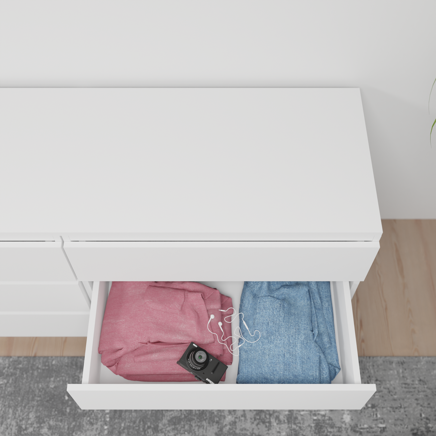 PARA | Chest of 6 Drawer, Frosty white, Dark Wenge and Brussel Walnut | Suede Finish Drawer Units VIKI FURNITURE
