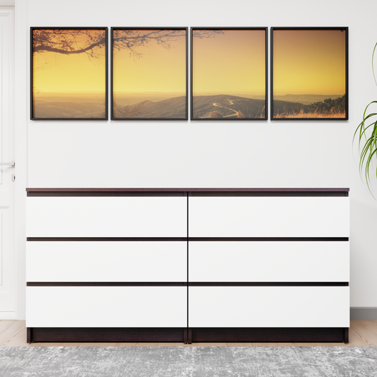 PARA | Chest of 6 Drawer, Dark Wenge, Frosty White | Suede Finish Drawer Units VIKI FURNITURE