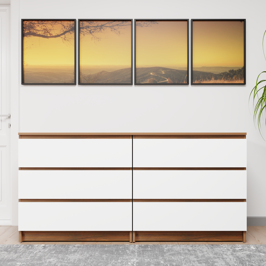 PARA | Chest of 6 Drawer, Brussel Walnut, Frosty white | Suede Finish Drawer Units VIKI FURNITURE