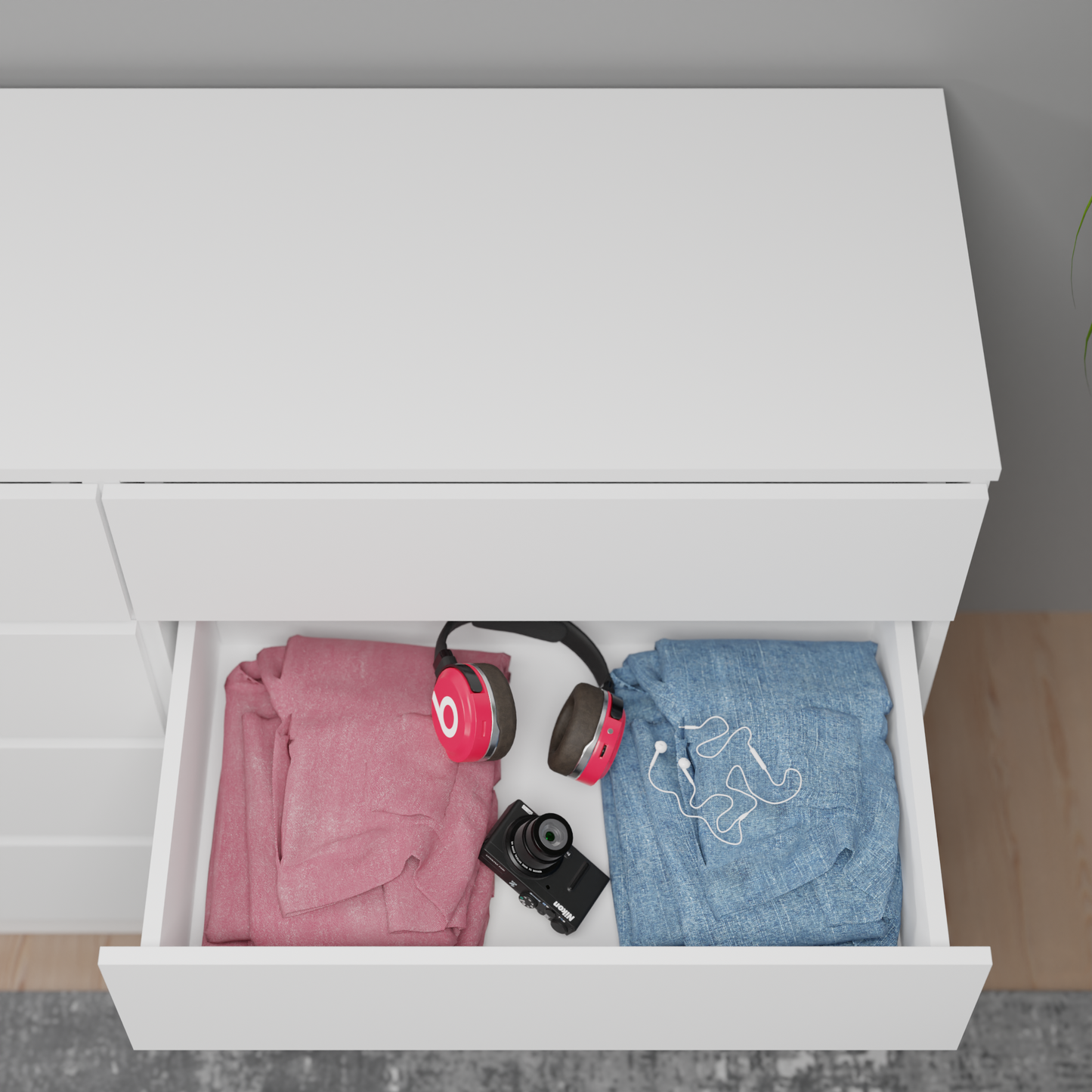 PARA | Chest of 8 Drawer, Frosty white, Dark Wenge and Brussel Walnut | Suede Finish Drawer Units VIKI FURNITURE